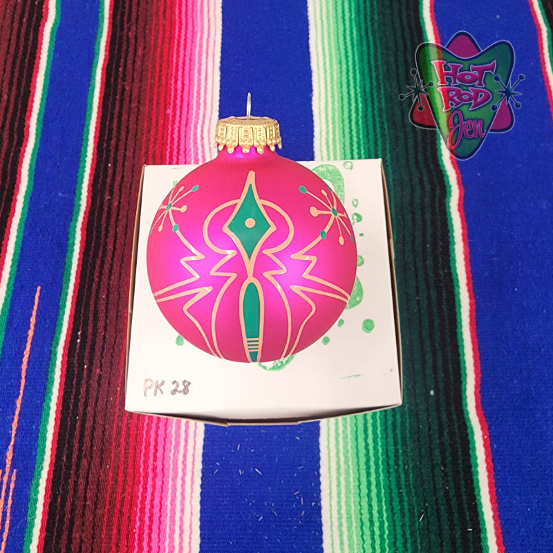 Hand pinstriped/painted glass ornament by Hot Rod Jen