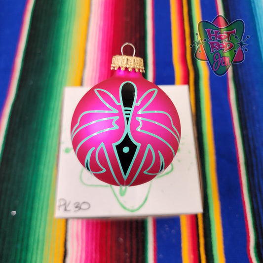 Hand pinstriped/painted glass ornament by Hot Rod Jen