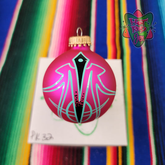 Hand pinstriped/painted glass ornament by Hot Rod Jen