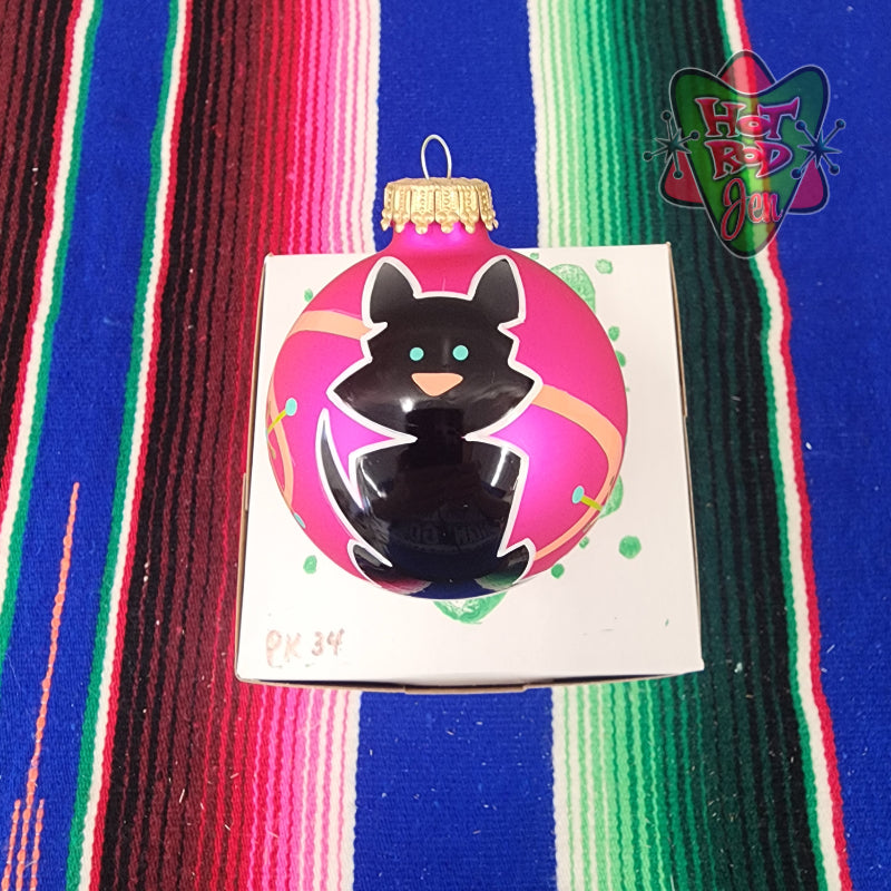 Hand pinstriped/painted glass ornament by Hot Rod Jen