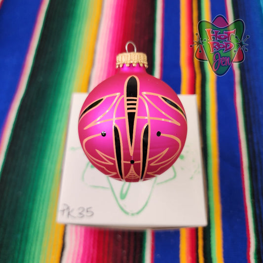 Hand pinstriped/painted glass ornament by Hot Rod Jen