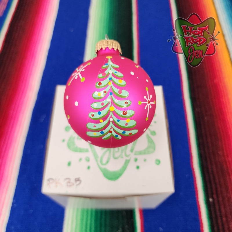 Hand pinstriped/painted glass ornament by Hot Rod Jen