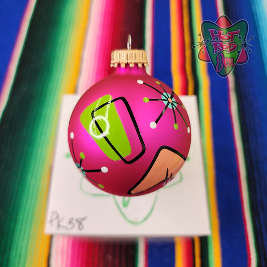 Hand pinstriped/painted glass ornament by Hot Rod Jen