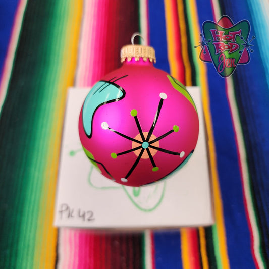 Hand pinstriped/painted glass ornament by Hot Rod Jen