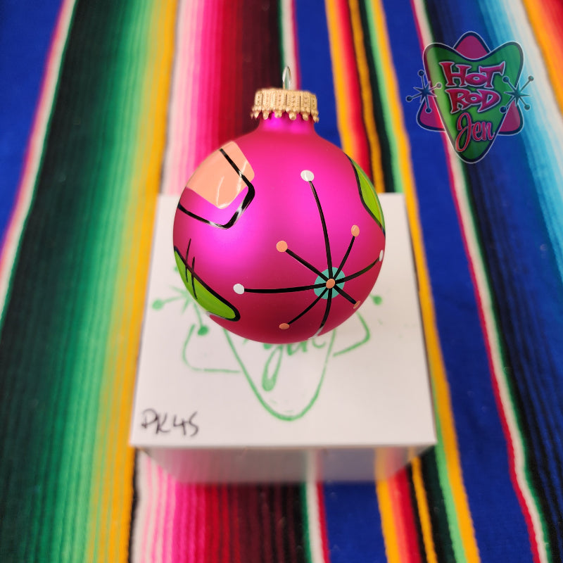 Hand pinstriped/painted glass ornament by Hot Rod Jen