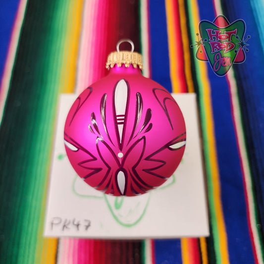 Hand pinstriped/painted glass ornament by Hot Rod Jen