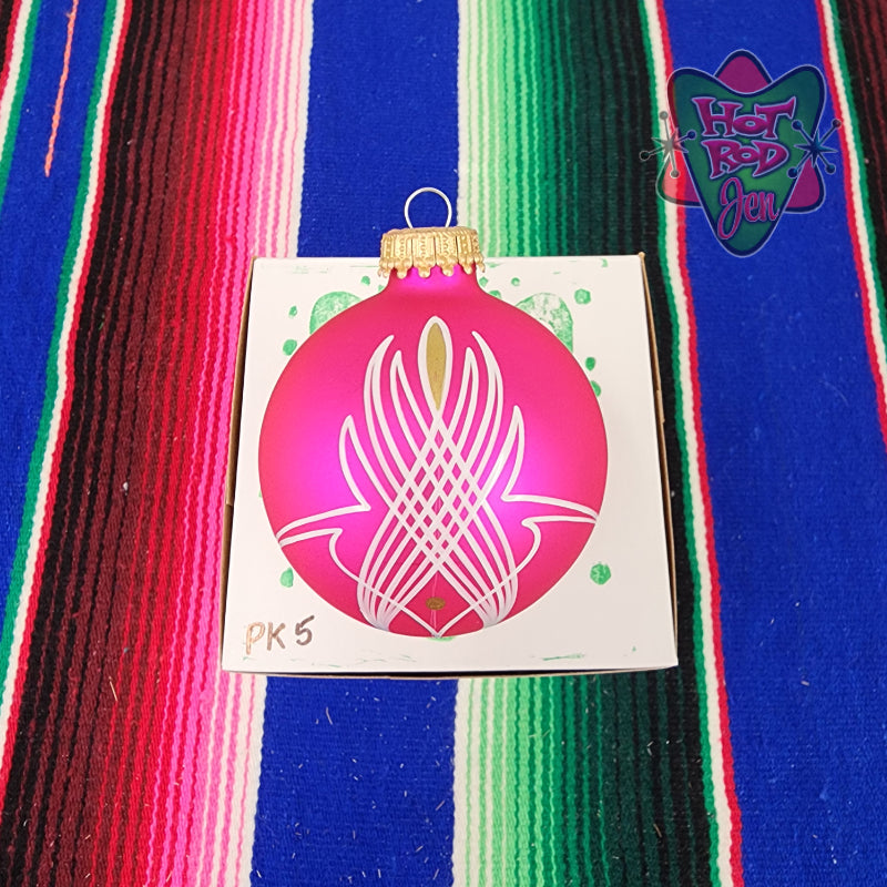 Hand pinstriped/painted glass ornament by Hot Rod Jen