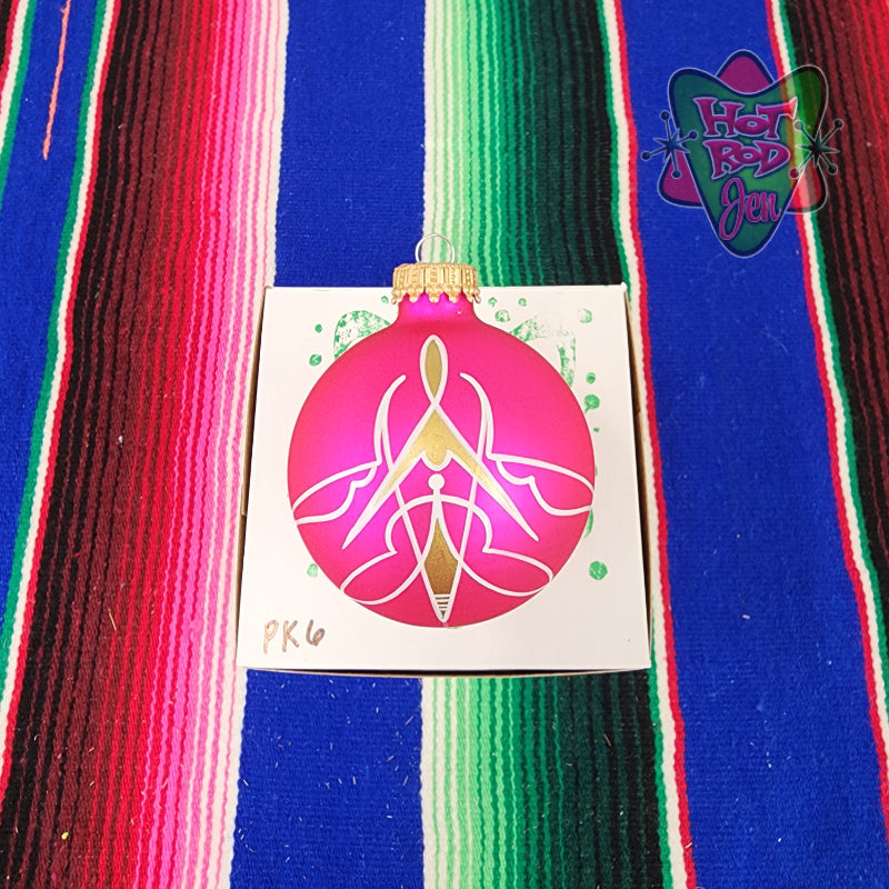 Hand pinstriped/painted glass ornament by Hot Rod Jen