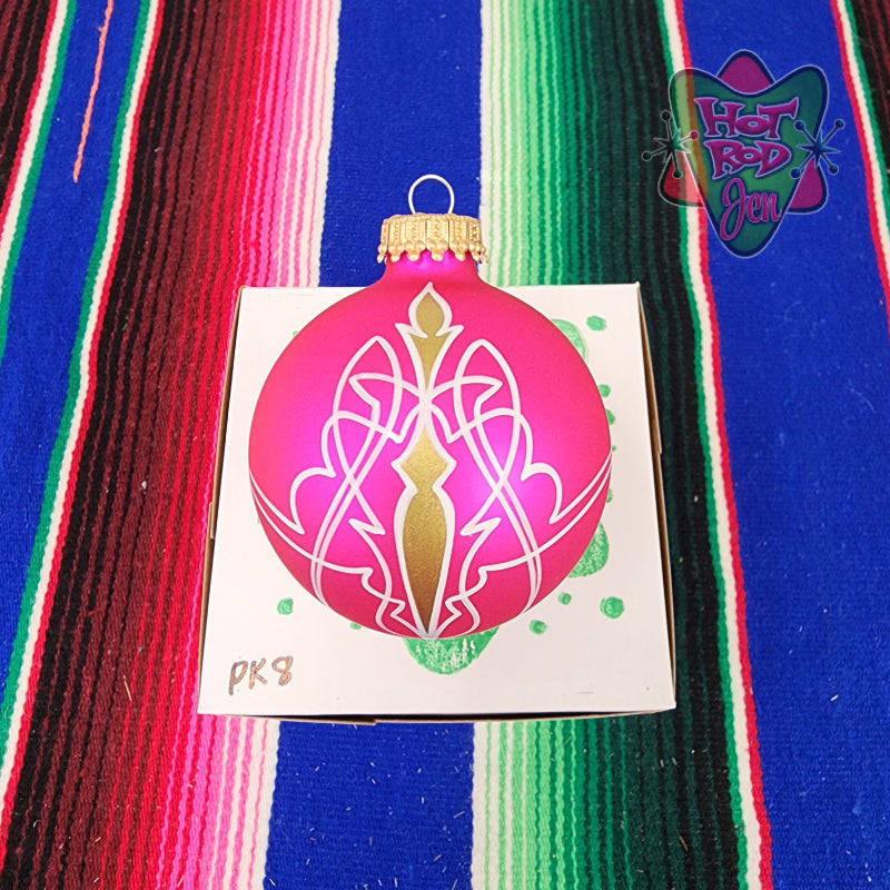 Hand pinstriped/painted glass ornament by Hot Rod Jen