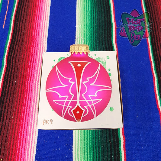 Hand pinstriped/painted glass ornament by Hot Rod Jen