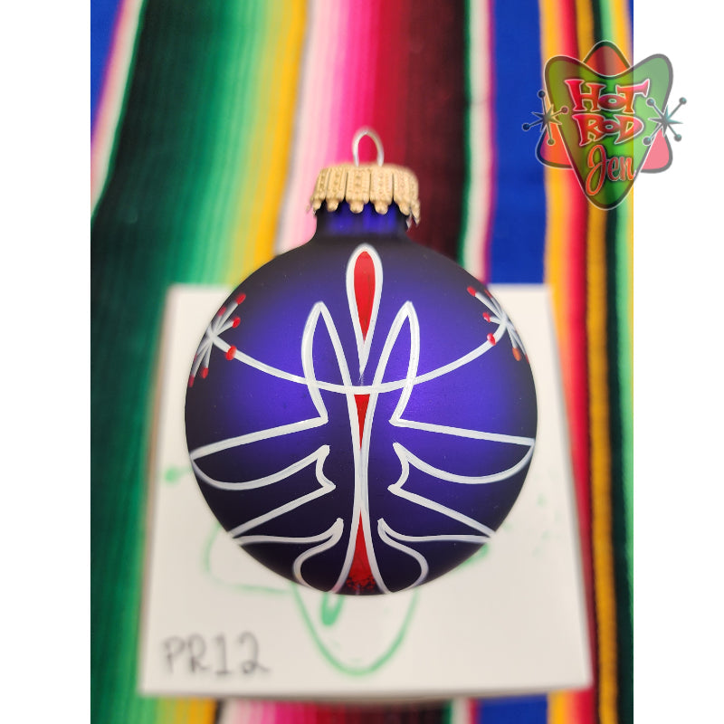 Hand pinstriped/painted glass ornament by Hot Rod Jen