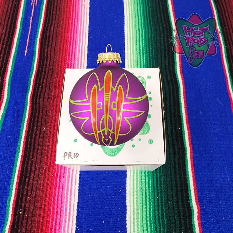 Hand pinstriped/painted glass ornament by Hot Rod Jen