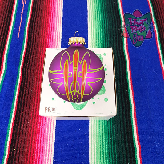Hand pinstriped/painted glass ornament by Hot Rod Jen