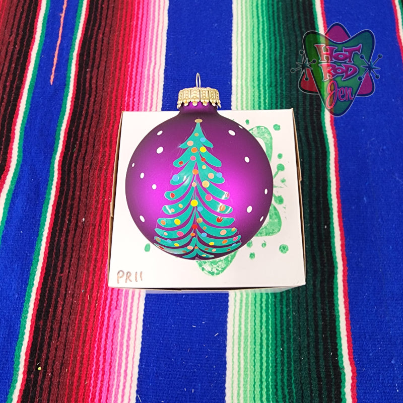 Hand pinstriped/painted glass ornament by Hot Rod Jen