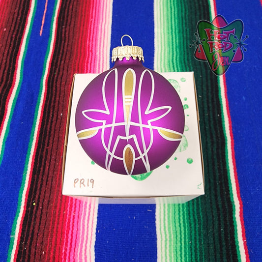 Hand pinstriped/painted glass ornament by Hot Rod Jen