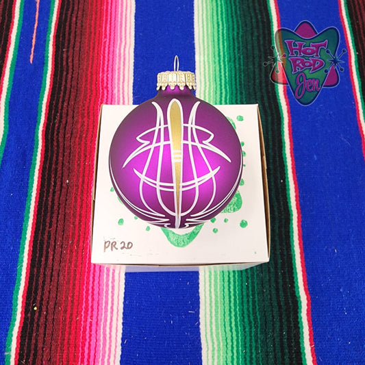 Hand pinstriped/painted glass ornament by Hot Rod Jen