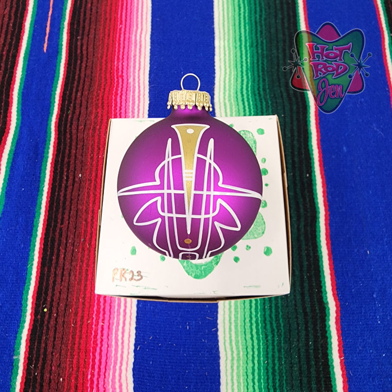 Hand pinstriped/painted glass ornament by Hot Rod Jen