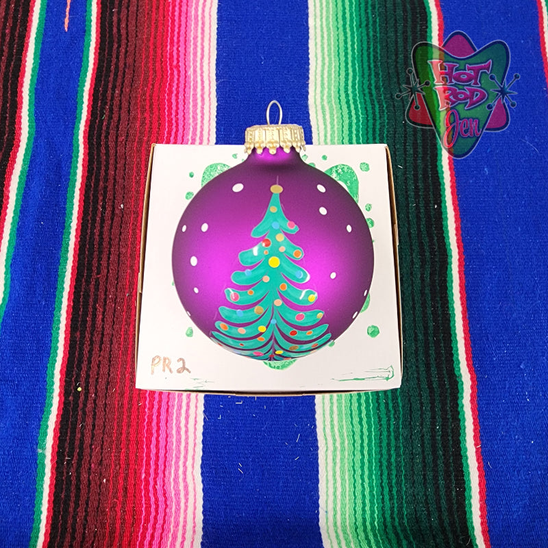 Hand pinstriped/painted glass ornament by Hot Rod Jen