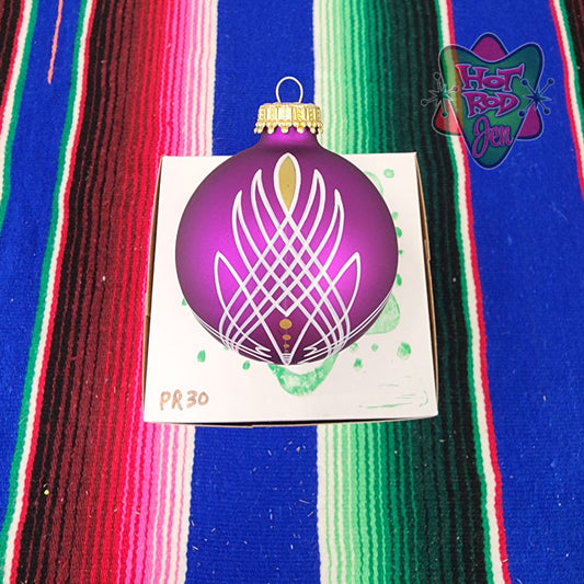 Hand pinstriped/painted glass ornament by Hot Rod Jen