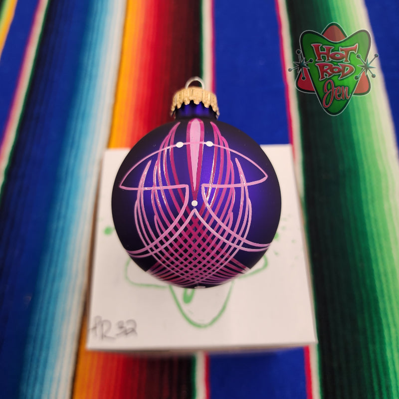 Hand pinstriped/painted glass ornament by Hot Rod Jen