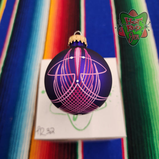 Hand pinstriped/painted glass ornament by Hot Rod Jen