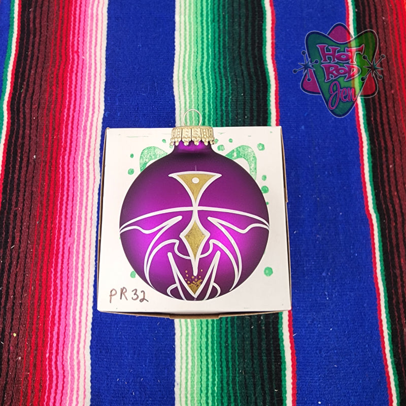 Hand pinstriped/painted glass ornament by Hot Rod Jen