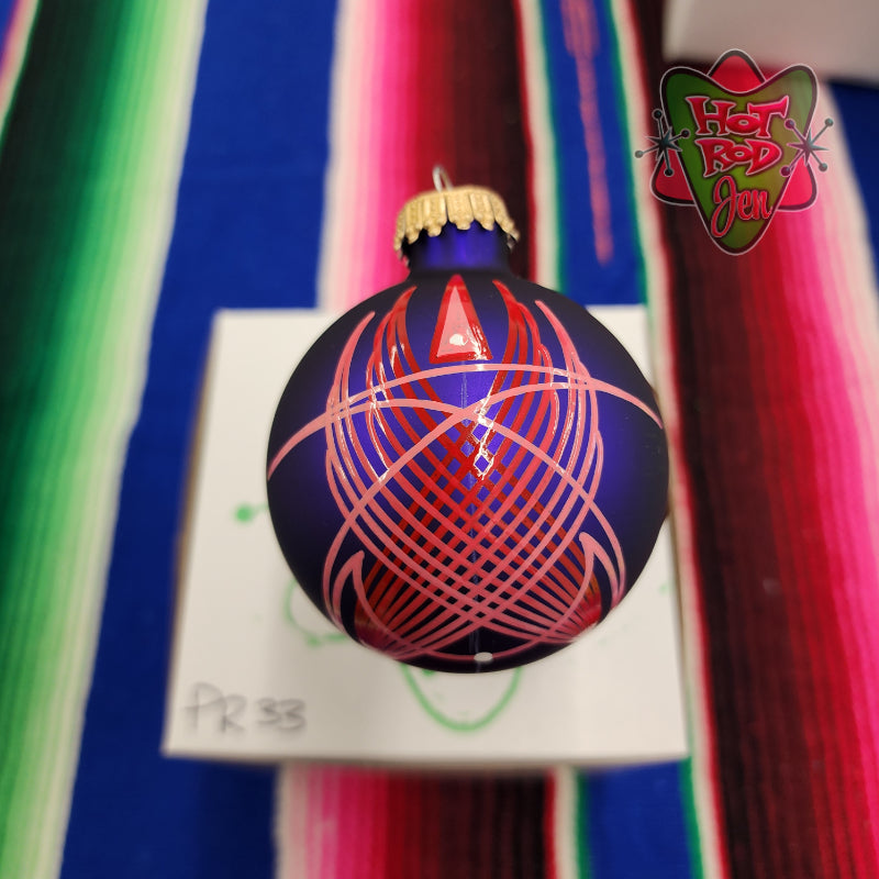 Hand pinstriped/painted glass ornament by Hot Rod Jen