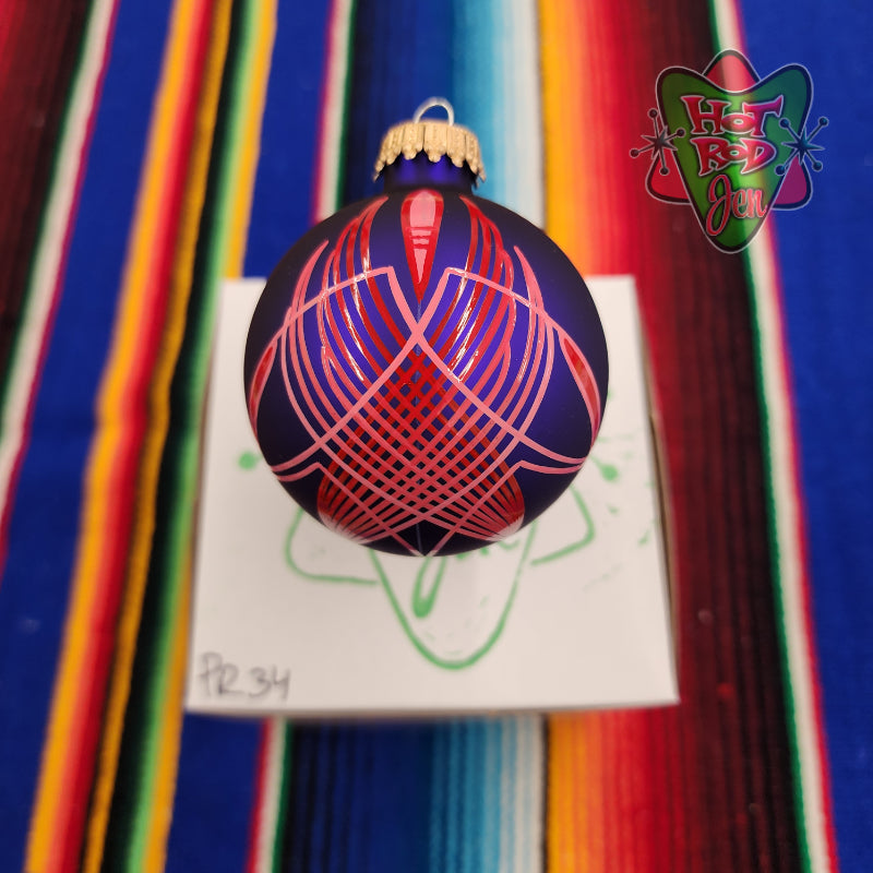 Hand pinstriped/painted glass ornament by Hot Rod Jen