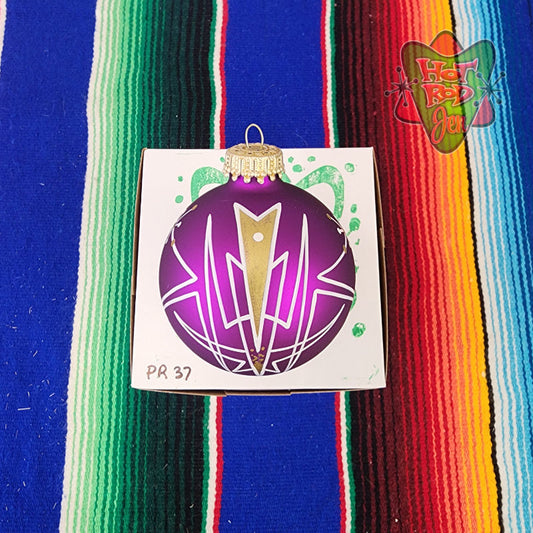 Hand pinstriped/painted glass ornament by Hot Rod Jen