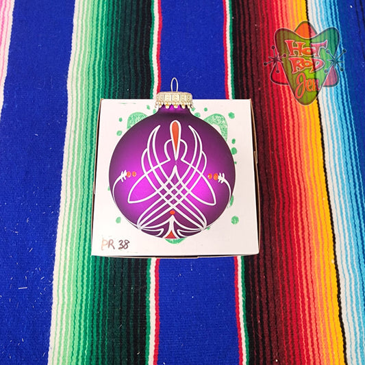 Hand pinstriped/painted glass ornament by Hot Rod Jen