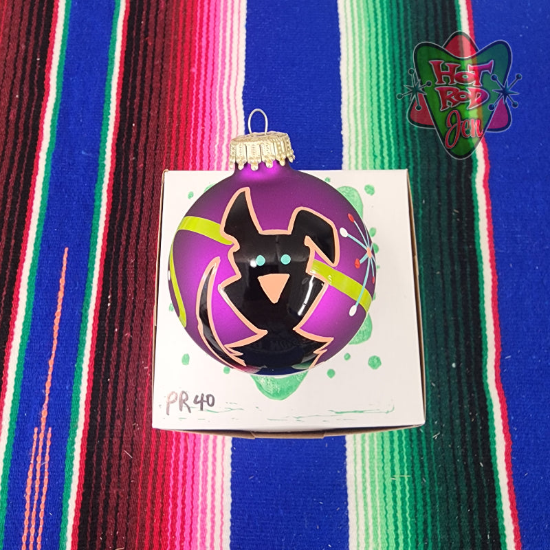 Hand pinstriped/painted glass ornament by Hot Rod Jen