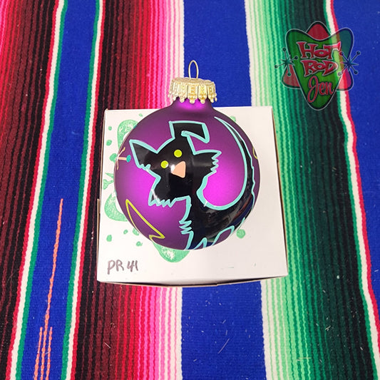 Hand pinstriped/painted glass ornament by Hot Rod Jen