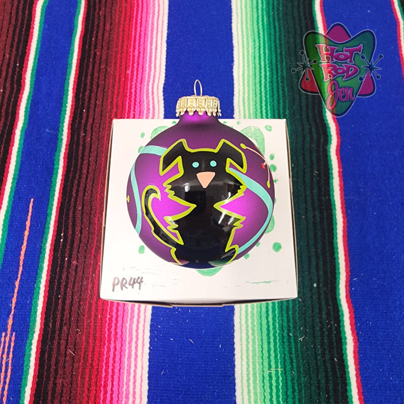 Hand pinstriped/painted glass ornament by Hot Rod Jen