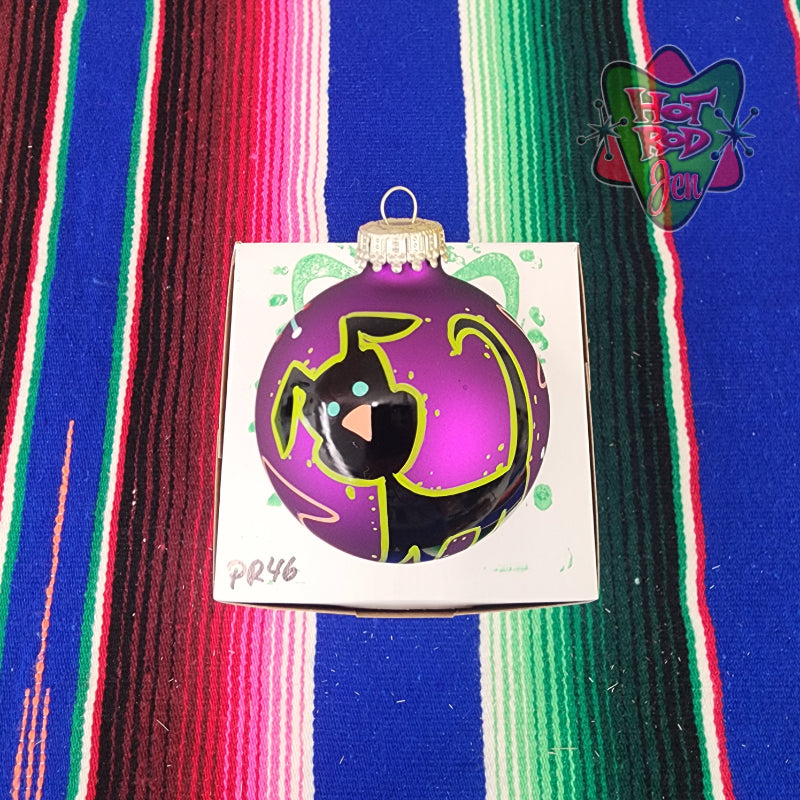 Hand pinstriped/painted glass ornament by Hot Rod Jen