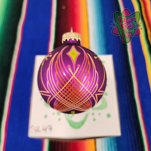 Hand pinstriped/painted glass ornament by Hot Rod Jen
