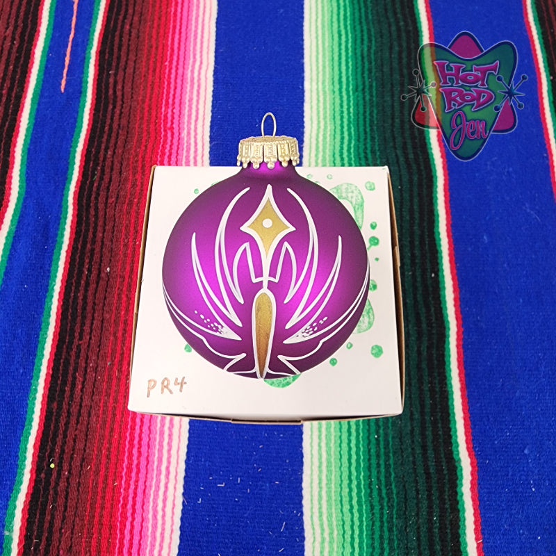 Hand pinstriped/painted glass ornament by Hot Rod Jen