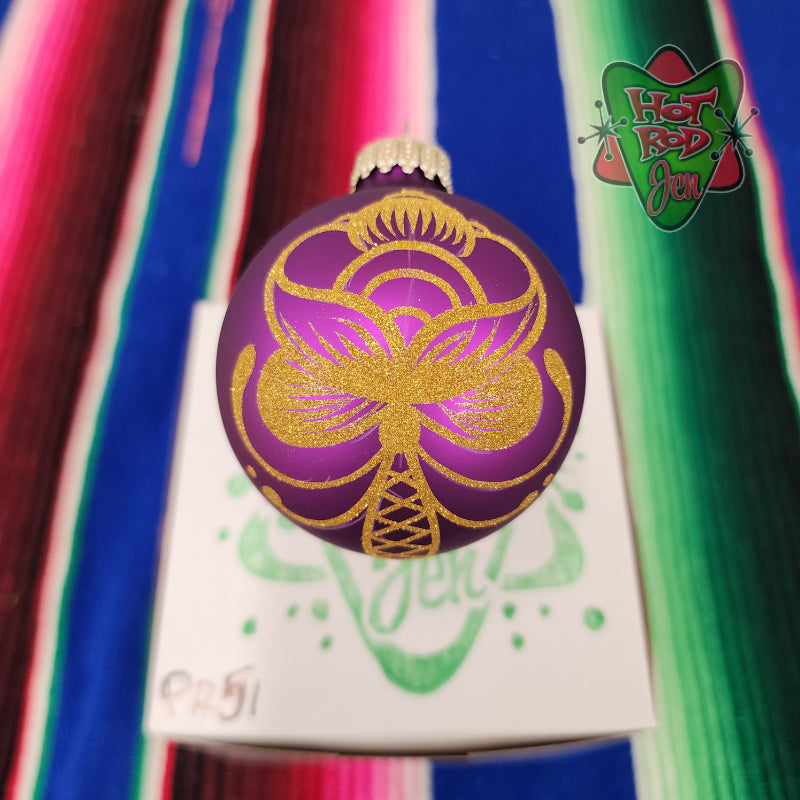 Hand pinstriped/painted glass ornament by Hot Rod Jen