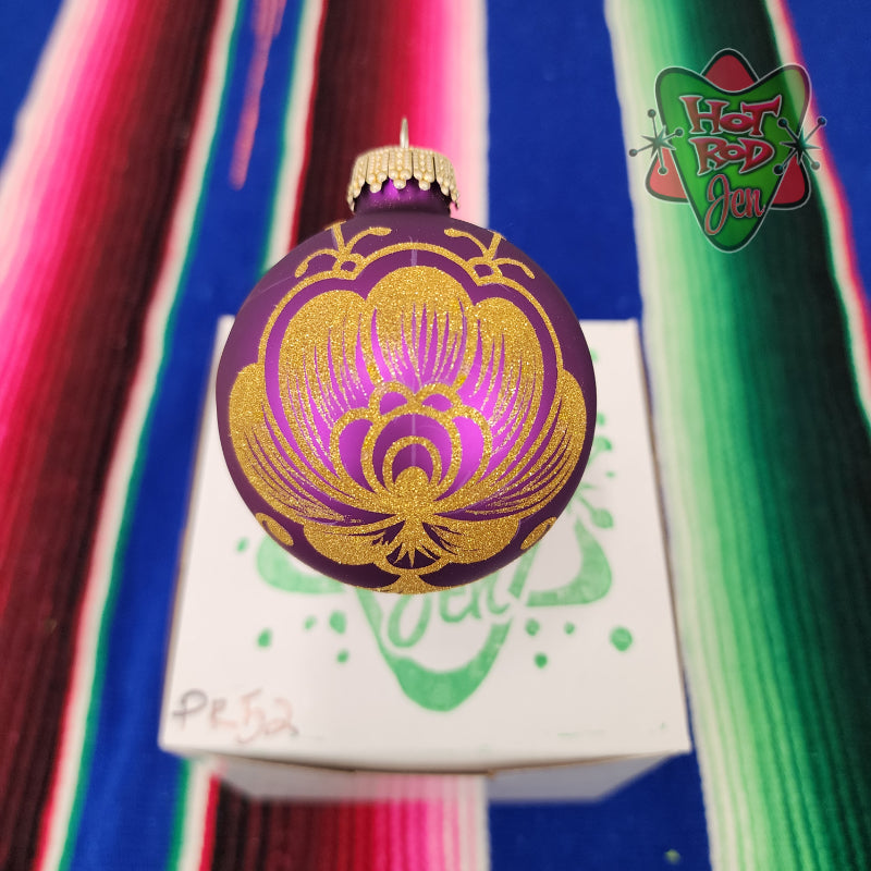 Hand pinstriped/painted glass ornament by Hot Rod Jen