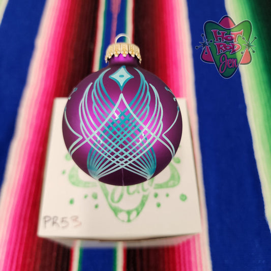 Hand pinstriped/painted glass ornament by Hot Rod Jen