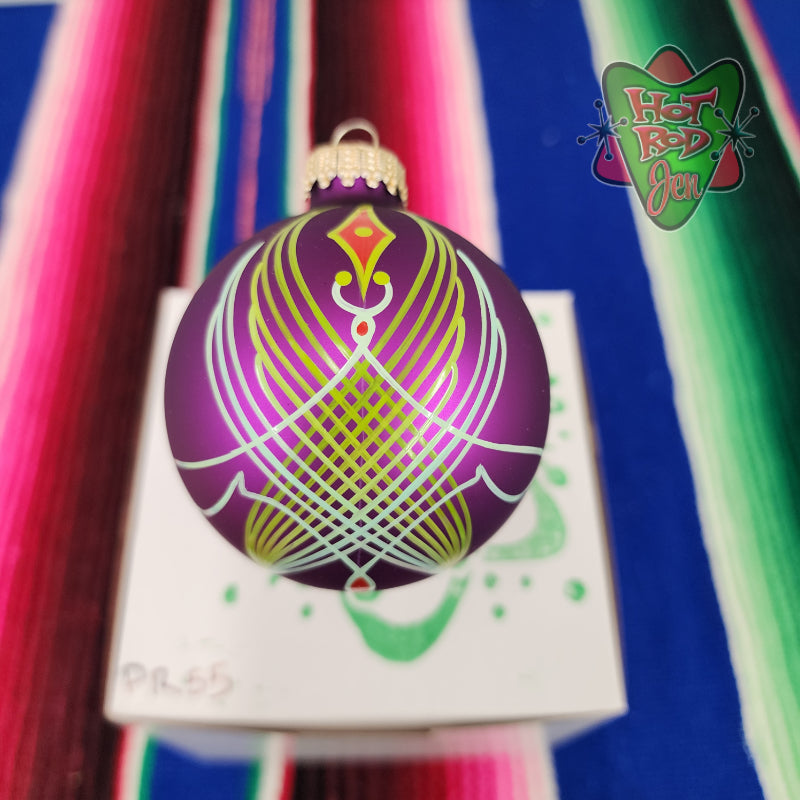 Hand pinstriped/painted glass ornament by Hot Rod Jen