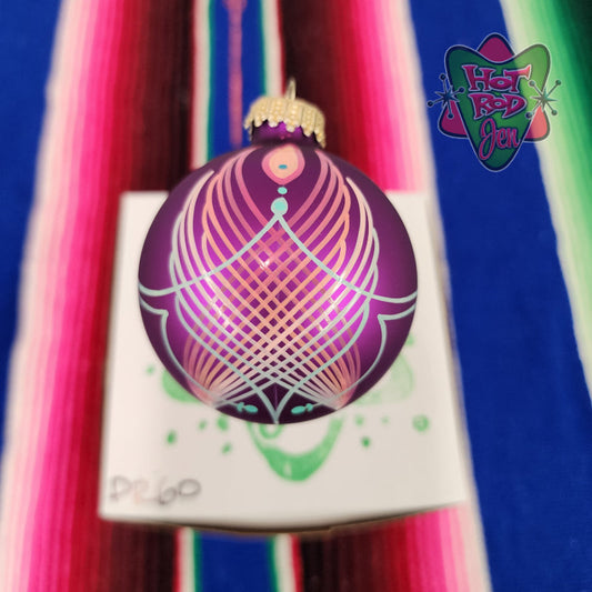 Hand pinstriped/painted glass ornament by Hot Rod Jen