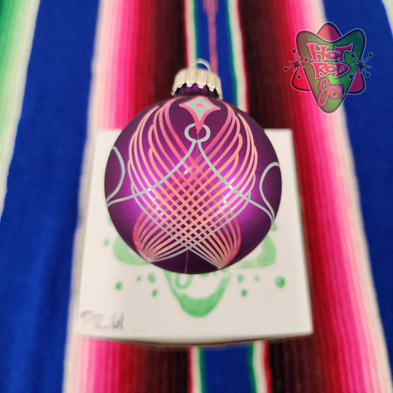 Hand pinstriped/painted glass ornament by Hot Rod Jen