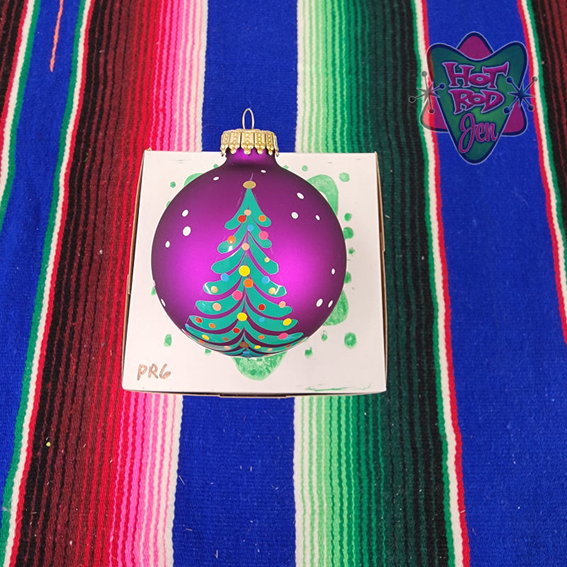 Hand pinstriped/painted glass ornament by Hot Rod Jen