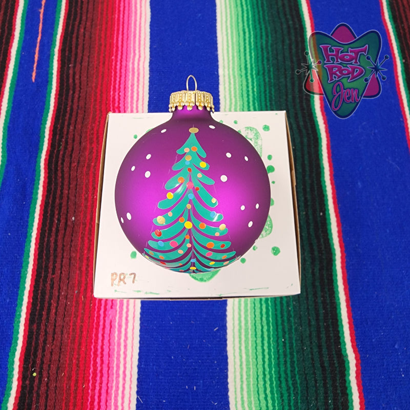 Hand pinstriped/painted glass ornament by Hot Rod Jen