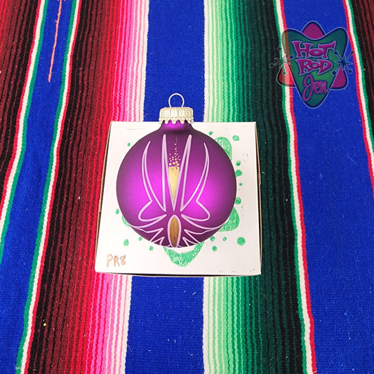 Hand pinstriped/painted glass ornament by Hot Rod Jen
