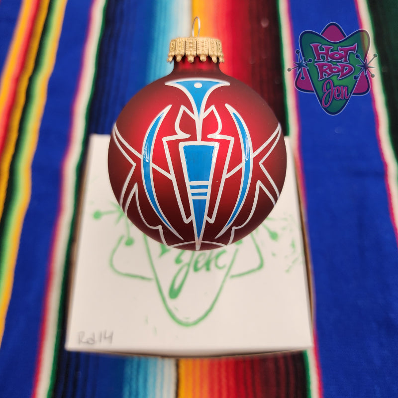 Hand pinstriped/painted glass ornament by Hot Rod Jen