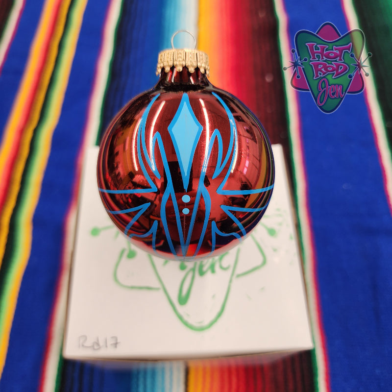 Hand pinstriped/painted glass ornament by Hot Rod Jen