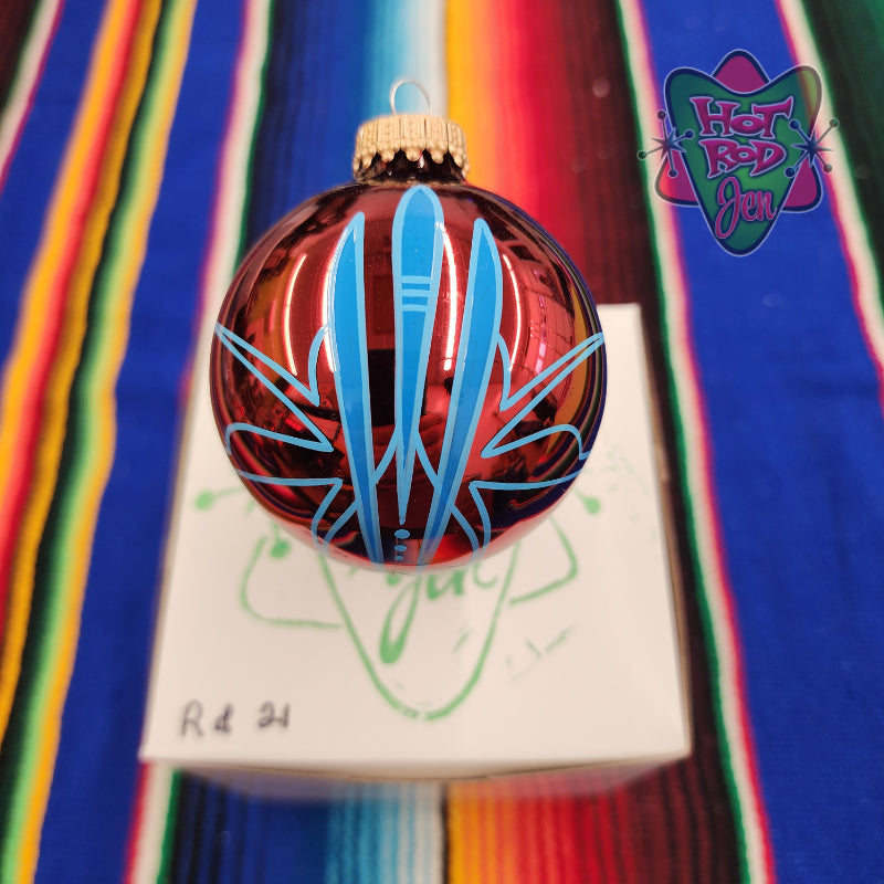 Hand pinstriped/painted glass ornament by Hot Rod Jen