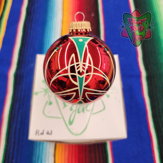 Hand pinstriped/painted glass ornament by Hot Rod Jen