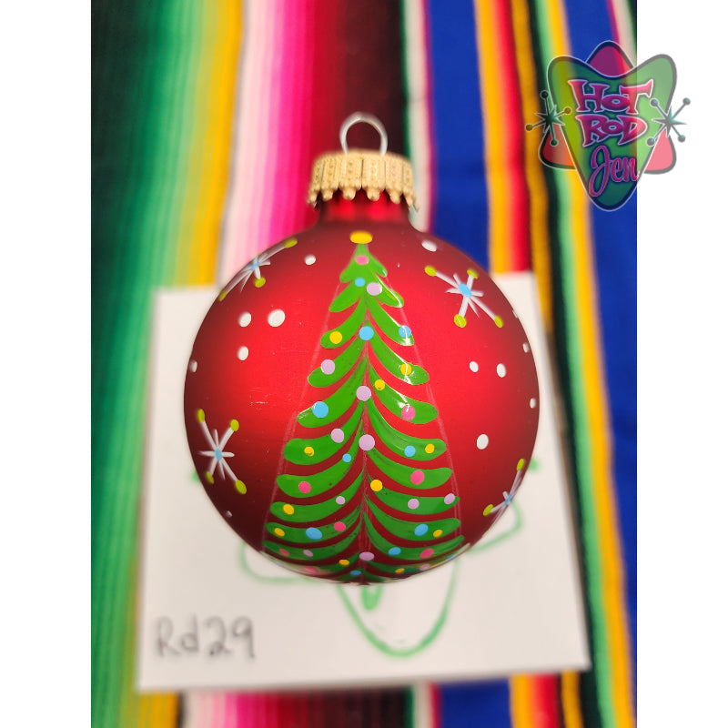 Hand pinstriped/painted glass ornament by Hot Rod Jen